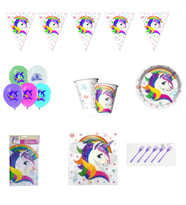 Unicorn Doğum Günü Süsleri ve Parti Seti 8 Kişilik-