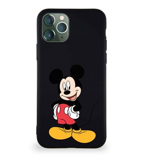 Apple iPhone 11 Pro Soft Premier Kapak Mickey Mouse-E Tasarımlı Silikon Kılıf - Siyah (Şeffaf)