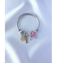 Pandora Model Charmlı Çelik Kadın Bileklik (Pembe)