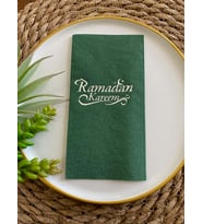 Gümüş Yaldızlı Yeşil Ramadan Karem Peçete 16 Adet Yeni Model