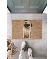 Dormot Modern Baskı - Pug Dog - Karşılama Kapı Önü Paspası (Bej)