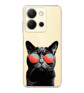 PrintiFy Vivo Y36 4G ile Uyumlu Kedi 3 Kamera Korumalı Şeffaf Kılıf