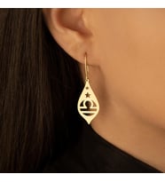 DKMN Gümüş Sallantı Burç Sembol Küpe Kadın Gümüş Küpe (Gold)