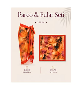 Tarzını Seç Premium Solaris Desenli 2’li Pareo ve Fular Seti 150x95 cm / 70x70 cm