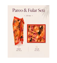 Tarzını Seç Premium Solaris Desenli 2’li Pareo ve Fular Seti 150x95 cm / 70x70 cm