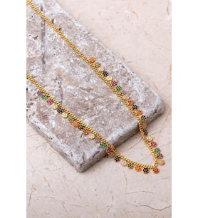 Gurmet Mix Taşlı Altın Kaplama 925 Ayar Gümüş Choker Kolye 8105