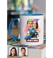 Sevgililere Komik Hediye Kış Temalı  Karikatürlü Mavi Kupa Bardak