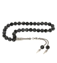 Doğal Taşlı Obsidyen Taşlı Gümüş Tesbih (Bej)