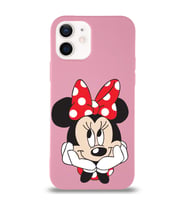 Apple iPhone 12 Uyumlu Lansman Kılıf Minnie Mouse Tasarımlı Altı Kapalı İçi Kadife Kaplı  Kapak (Şeffaf)