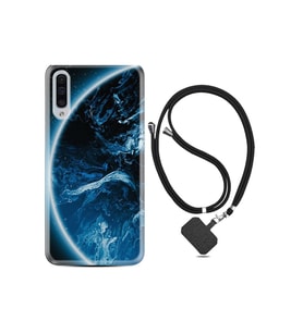 Samsung Galaxy A50 Kılıf Silikon Desen Boyun Askılı Blue Planet 1610