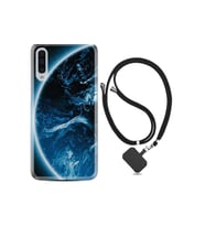 Samsung Galaxy A50 Kılıf Silikon Desen Boyun Askılı Blue Planet 1610