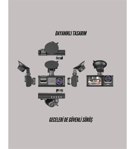 TA-01 3 Kameralı 1080P Araç Kamerası Siyah