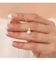 Tektaş İnci Kolye 14k Rose Kaplama