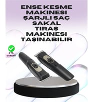 Sessiz Motorlu, Kablosuz Kullanımlı Şarjlı Saç Sakal Kesme Makinesi – Taraklı Set