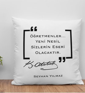 BK Gift Kişiye Özel Öğretmenler Günü Beyaz Kırlent Yastık- 13, Öğretmene Hediye, Öğretmenler Günü