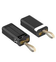 30.000 mAh Güneş Enerjili Powerbank – 22.5W Hızlı Şarj, Çoklu USB Çıkış, Dahili Kablo ve Dijital Ekranlı Taşınabilir Şarj Cihazı
