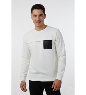 Erkek Mevsimlik Sıfır Yaka Sweatshirt BGL-ST04864 (Ekru)