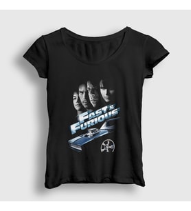 Presmono Kadın Siyah Fast And Furious Hızlı ve Öfkeli Film T-Shirt 421159tt