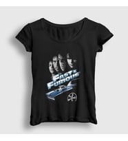 Presmono Kadın Siyah Fast And Furious Hızlı ve Öfkeli Film T-Shirt 421159tt