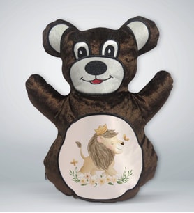 BK Gift Sevimli Aslan Tasarımlı Kahverengi Ayıcık Yastık-1