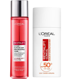 Paris Revitalift Clinical Spf 50+ Yüz Güneş Kremi 50 ml +%5 Saf Glikolik Asit Peeling Etkili Tonik