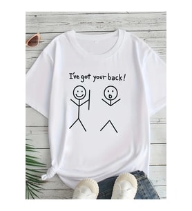 Baskılı Oversize Bisiklet Yaka T-shirt - Beyaz