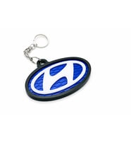 3D Baskı Hyundai Logo Anahtarlık – Petek Desenli Premium Araba Anahtarlığı  Mavi Siyah Otomotiv Aksesuar