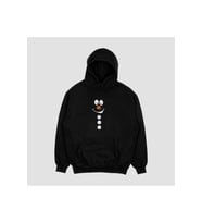 Unisex Siyah Yılbaşı Kardan Adam  Baskılı Oversize Kapşonlu Sweatshirt (Siyah)