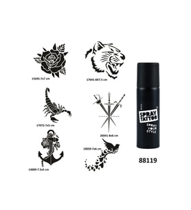 Gül ve Kılıç Spray Tattoo Geçici Dövme Yapma Seti Sprey Dövme Kiti