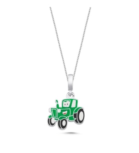 John Deere Traktör Gümüş Kolye ARB68