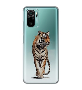 Xiaomi Redmi Note 10 / Note 10S Uyumlu Kaplan Tasarımlı Şeffaf Telefon Kılıfı