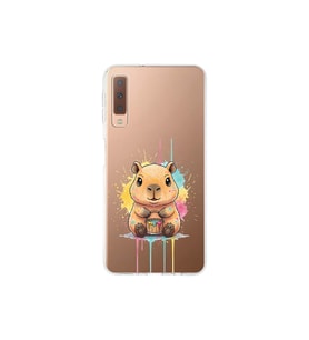 Samsung Galaxy A7 2018 ile Uyumlu Splash Kapibara Tasarımlı Şeffaf Silikon Kılıf