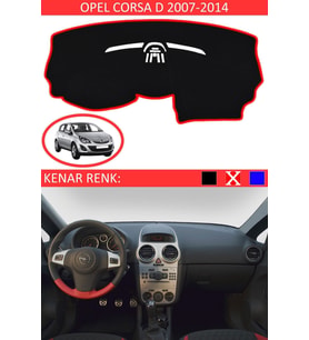 Opel Corsa D 2007-2014 Için Uygun Torpido Koruma Halısı Siyah Kenar Renk Kırmızı