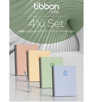 Tibbon Note Midi Defter Spiralli 4'lü Set
