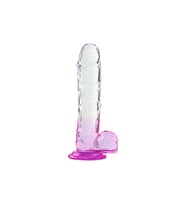 Silikon Şeffaf Mor Renkli Realistik Dildo 17,5 cm