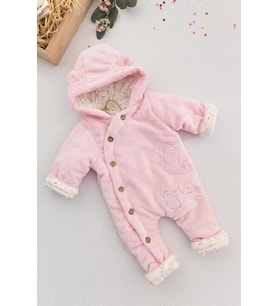 Ayıcık Figürlü Welsoft Peluş Astronot Kız Bebek Tulum (Pembe)