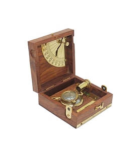 Dekoratif Ahşap Kutulu Pirinç Pusula 12*5 cm