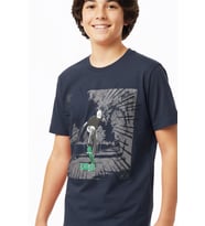 Erkek Çocuk %100 Pamuk T-Shirt-KayKay Baskılı-12-16 Yaş 12526 MODANINO (Koyu Lacivert)