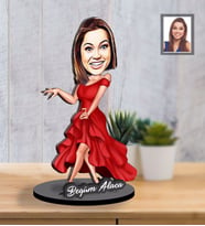 Kişiye Özel Bayan Karikatürlü İki Katmanlı Ahşap Biblo Model-9-Eco