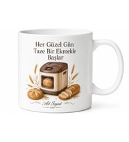 Ekmek Makinesi Temalı Baskılı Kupa Bardak Hediye Porselen Mug