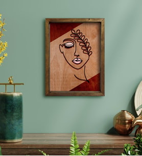 BK Home Minimalist Woman Tasarımlı Doğal Masif Ahşap Çerçeveli Tablo-2