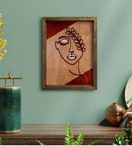 BK Home Minimalist Woman Tasarımlı Doğal Masif Ahşap Çerçeveli Tablo-2