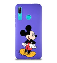 Huawei P Smart 2019 Soft Premier Kapak Mickey Mouse-D Tasarımlı Silikon Kılıf - Mor (Şeffaf)