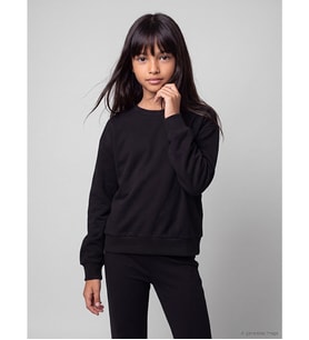 LCW Kids Siyah Bisiklet Yaka Kız Çocuk Sweatshirt