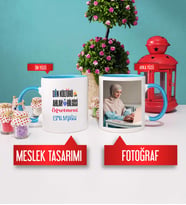 Din Kültürü Öğretmenine Hediye Din Kültürü Öğretmeni Kupa Bardak Mavi Fotoğraflı