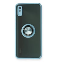 Durukar® Redmi 9A Kılıf Montreal Yüzüklü Silikon Kapak - Buz Mavi