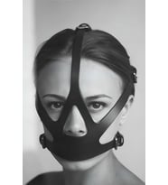 Deri Kadın Ağız Maske, Fantazi Ağzı Kapalı Yüz Maskesi - Brf1154 (Siyah)