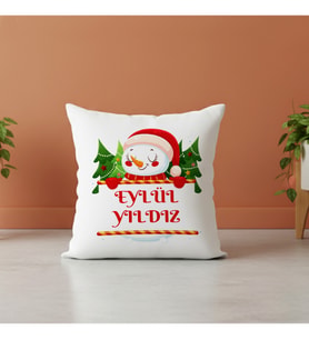 Hediyelik İsimli Kırmızı Yılbaşı Yastığı Kişiye Özel