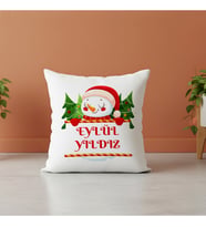 Hediyelik İsimli Kırmızı Yılbaşı Yastığı Kişiye Özel