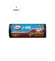 J-400 Jumbo Boy Çöp Torbası 80 x 110 cm 10 Lu Rulo x 5 Paket = 50 Adet (Siyah)